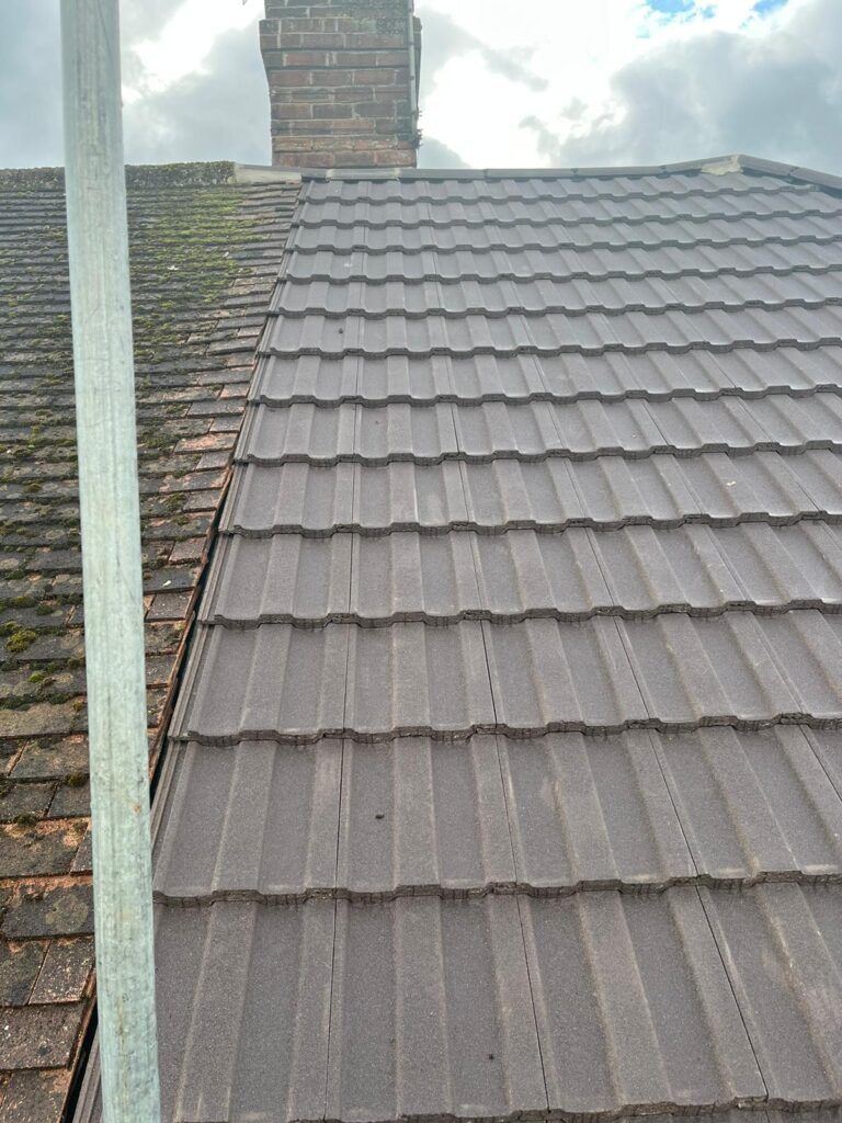 Concrete interlocking tile roof